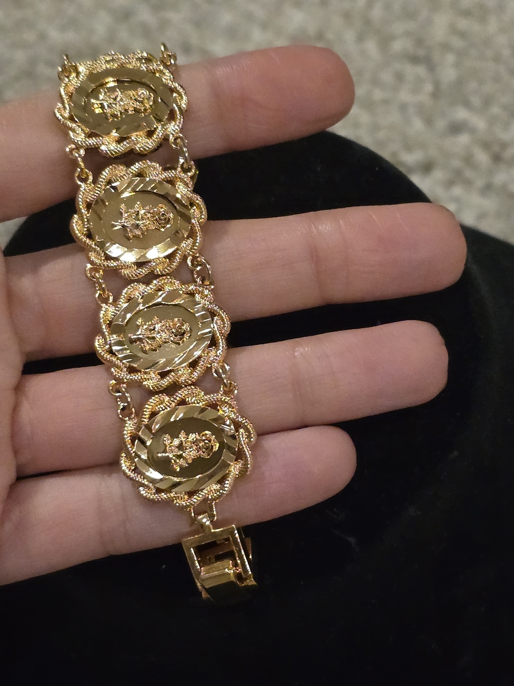 22kgp Dubai Jewelry Gold-Tone Floral Medallion Bracelet - Women's Jewelry